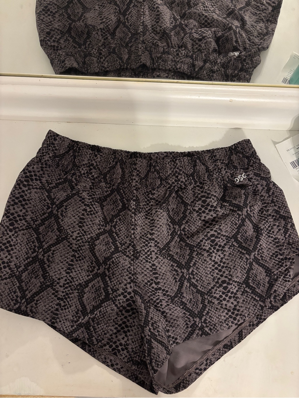 Women's Snake-Print Running Shorts - Charcoal